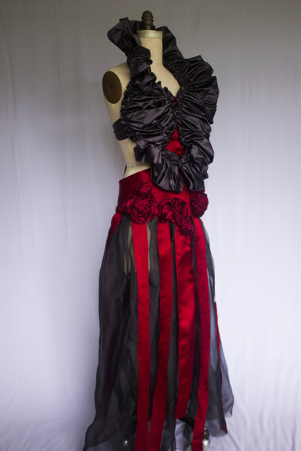 Ruffles, Roses and Pleats Collar Dress