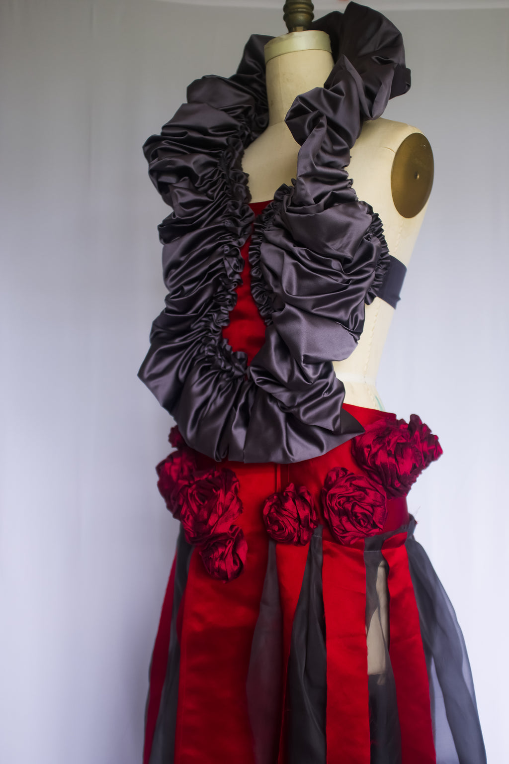 Ruffles, Roses and Pleats Collar Dress