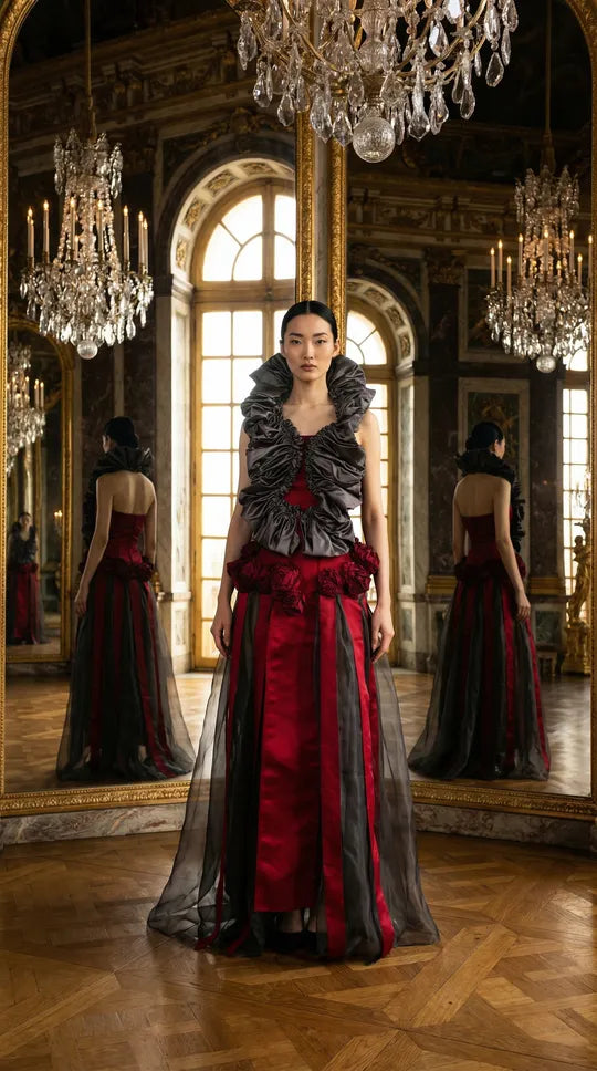 Ruffles, Roses and Pleats Collar Dress